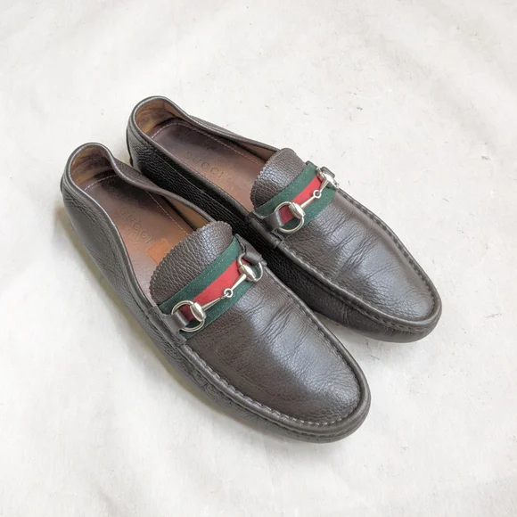 Vtg Gucci Horsebit Leather Loafers Driving Shoes Men\'s Sz 8.5 Gray Green W COA Gucci Green Dress Shoes for Men for sale | eBay main image 3